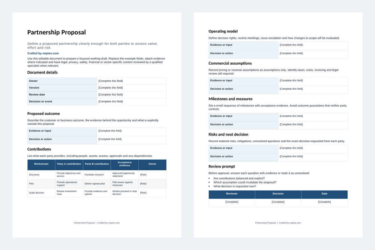 Inhoudsvoorbeeld van Partnership Proposal