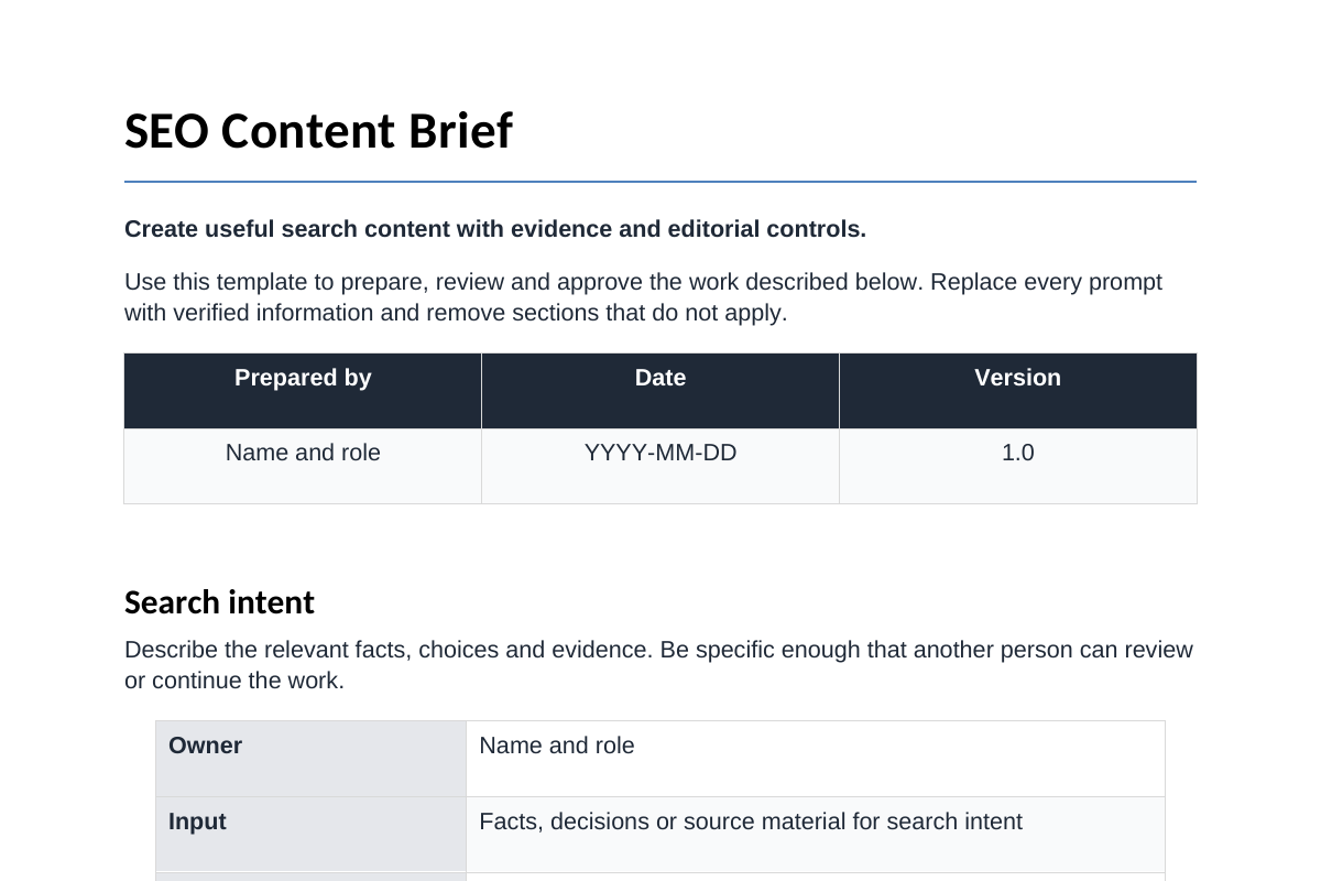 Inhoudsvoorbeeld van SEO Content Brief