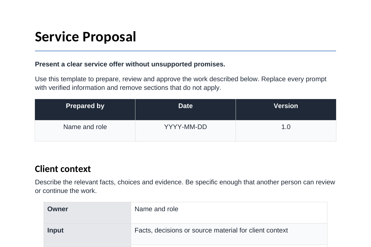Inhoudsvoorbeeld van Service Proposal